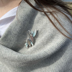 Seasons Gold Leaves Brooch in Winter Enamel by Sheila Fleet Jewellery