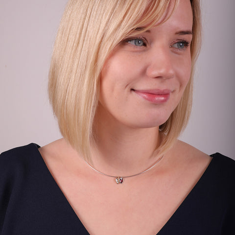 Secret Hearts Enamel Diamond Necklace in Silver & 9ct Yellow Gold by Sheila Fleet Jewellery