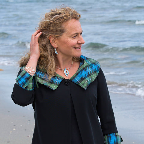 Skyran ‘Moon’ Enamel Necklace in Sterling Silver with CZ by Sheila Fleet Jewellery