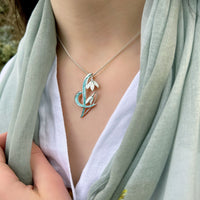 Snowdrop Sterling Silver Pendant Necklace in Leaf Enamel by Sheila Fleet Jewellery
