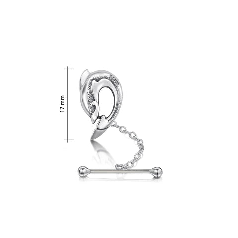 Dolphin Curve Tie Tack in Sterling Silver