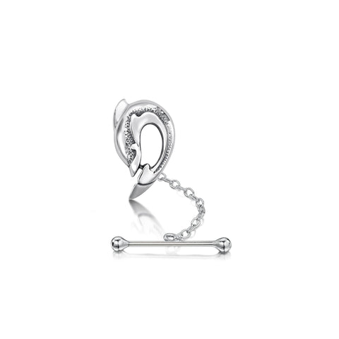 Dolphin Curve Tie Tack in Sterling Silver