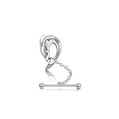 Dolphin Curve Tie Tack in Sterling Silver