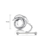 Dolphin Curl Tie Tack in Sterling Silver