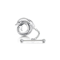 Dolphin Curl Tie Tack in Sterling Silver