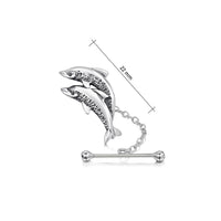 Dolphin Duo Tie Tack in Sterling Silver