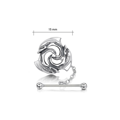 Dolphin Trio Tie Tack in Sterling Silver