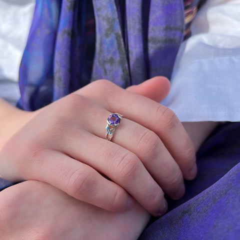 Thistle Ring with 6mm Amethyst by Sheila Fleet Jewellery