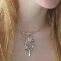 Tidal Blue Topaz Occasion Necklace in Sterling Silver