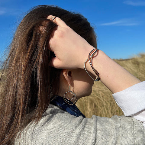Tidal 3-part Hoop Earrings in 9ct Yellow, White & Rose Gold by Sheila Fleet Jewellery