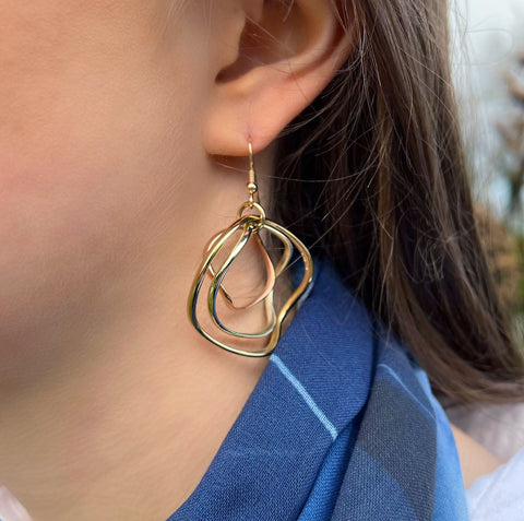 Tidal 3-part Hoop Earrings in 9ct Yellow, White & Rose Gold by Sheila Fleet Jewellery