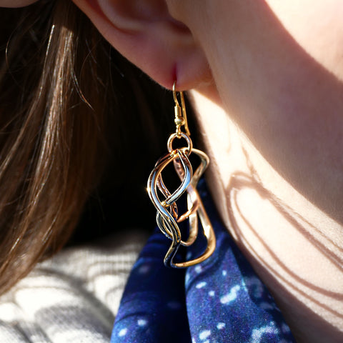 Tidal 3-part Hoop Earrings in 9ct Yellow, White & Rose Gold by Sheila Fleet Jewellery