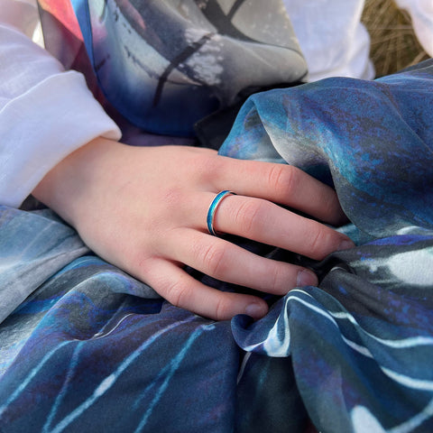 Halo Sterling Silver Ring in Tropical Enamel by Sheila Fleet Jewellery