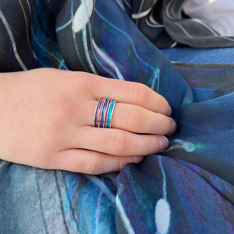 Halo Sterling Silver Ring in Tropical Enamel by Sheila Fleet Jewellery