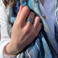 Halo Sterling Silver Ring in Purple Enamel