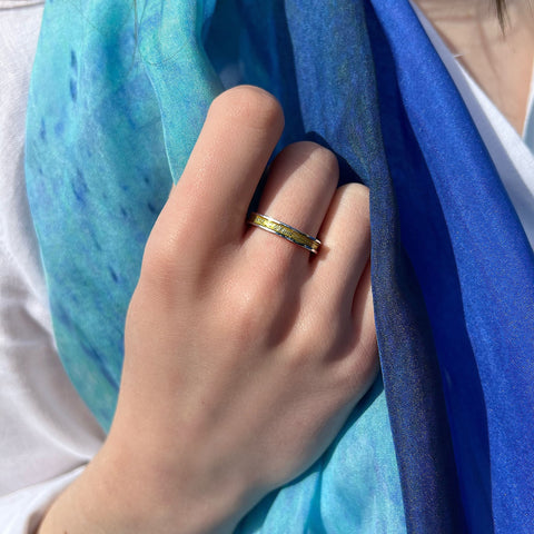 Halo Sterling Silver Ring in Yellow Enamel by Sheila Fleet Jewellery